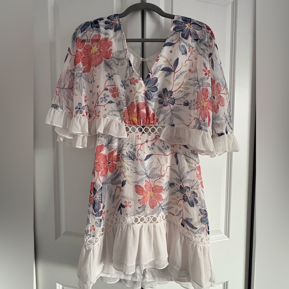 Maika Elegant White and Blue Dress